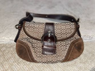 Coach 6818 SMALL Vintage Soho Y2K Brown Suede & Signature C Canvas Shoulder Bag