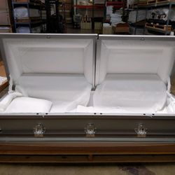 Optima Silver - White Crepe Casket
