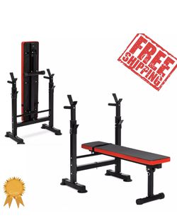 Adjustable Press Weight Bench Barbell Rack Exercise Workout Fitness Gym Folding (Free Shipping Via PayPal Invoice)