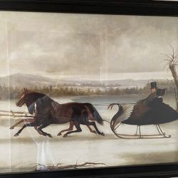 Horse And Carriage Framed Print Under Glass