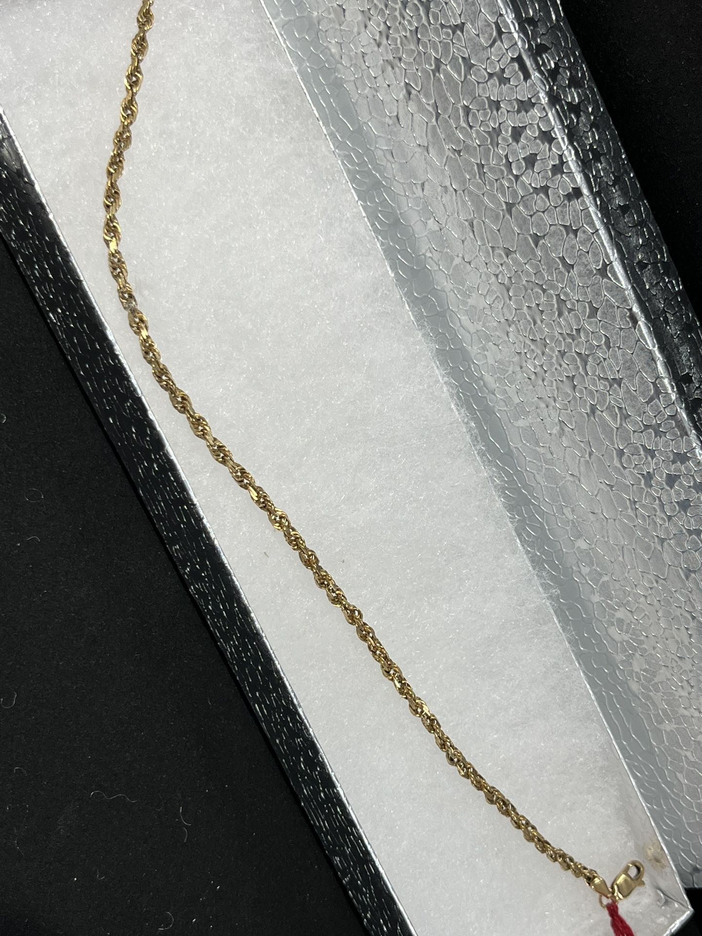 10kt Gold Rope Bracelet 8”