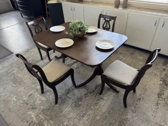 Brown Solid Wood Dining Table & 4 Chairs Set $200