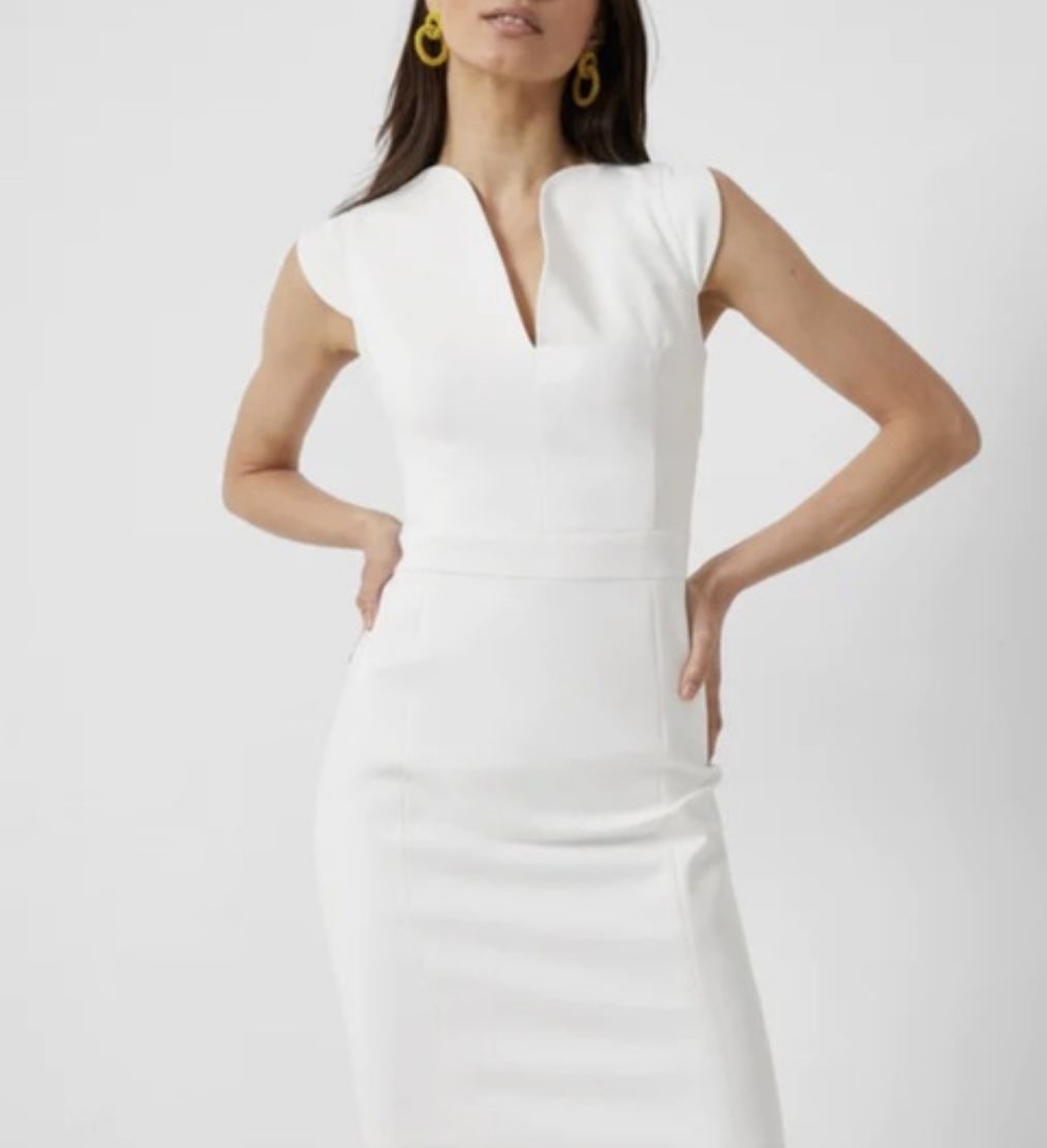 French Connection White Lolo Stretch Sheath Dress Women’s Size 0