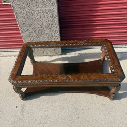 Glass Top Wood Coffee Table