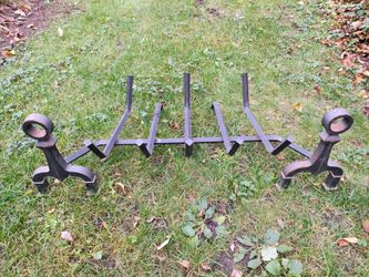 Heavy-Duty Fire Grate (or fireplace log grate) Combined with Andirons