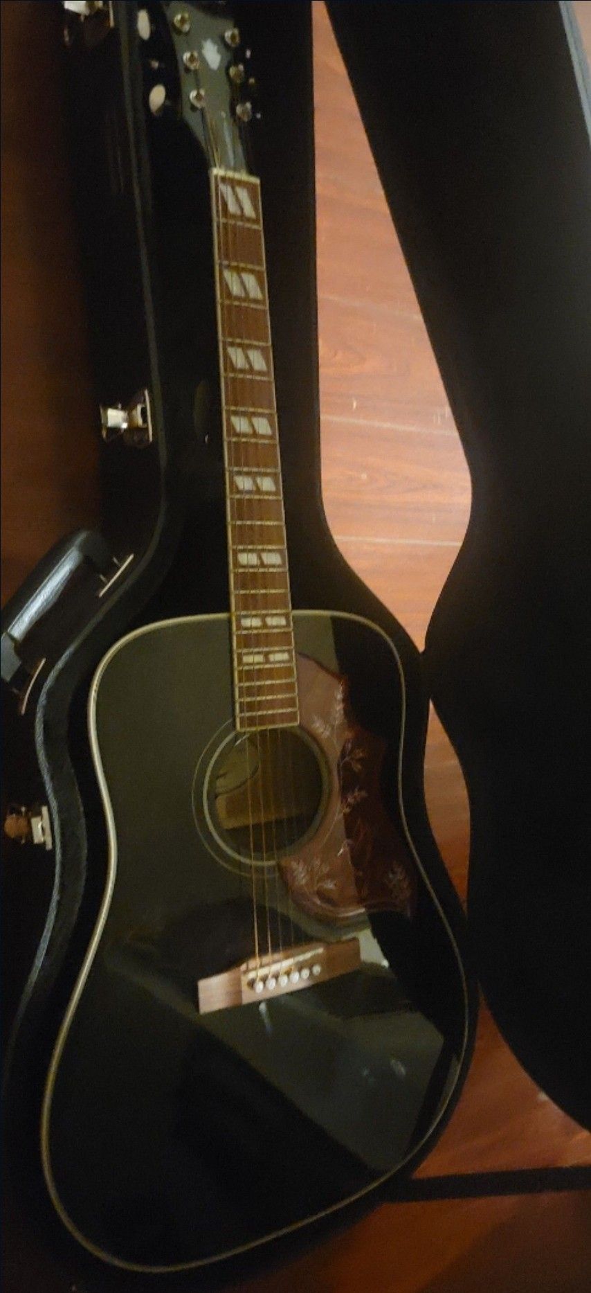 (Open to Negotiation) Black Epiphone Hummingbird Acoustic/Electric Guitar and Case