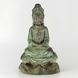 Chinese Bronze Guanyin Kwan Kuan Yin Buddha Qing - Ming Dynasty Style Statue