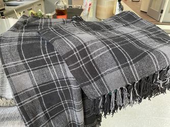 Ralph Lauren Throw Blanket Grey Black Plaid