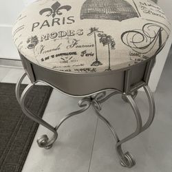 Nice quality vanity stool. Paris theme silver base. Pick Up in Jupiter.