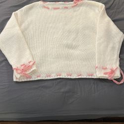 SHEIN White and Pink Women's Sweater NWOT