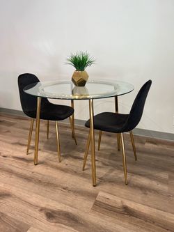 Black and Gold Dining Table Set for 2