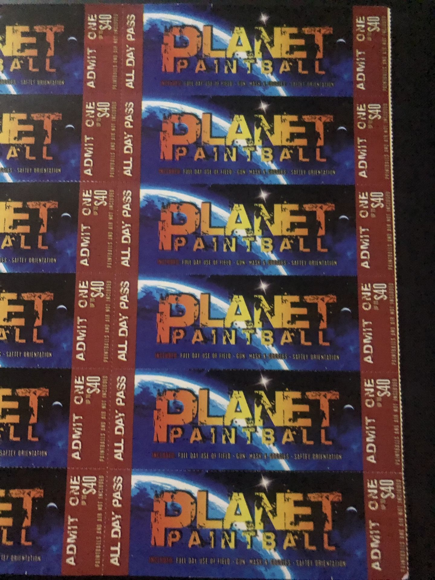 Planet Paintball tickets