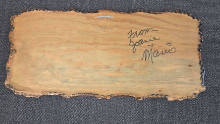 Rustic Wood Plaque with Decorative Metal Edge