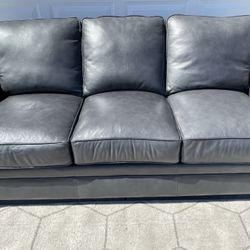 Like New Gray Leather 84" Sofa