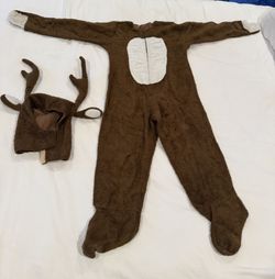 Handmade Kids Reindeer Costume Holiday Outfit with Antler Hood