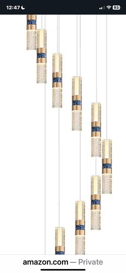 Modern Crystal Chandelier 10-Lights Staircase Chandelier Modern Bubble Crystal Pendant Light Fixtures for Foyer Entryway Living Room Staircaes Go