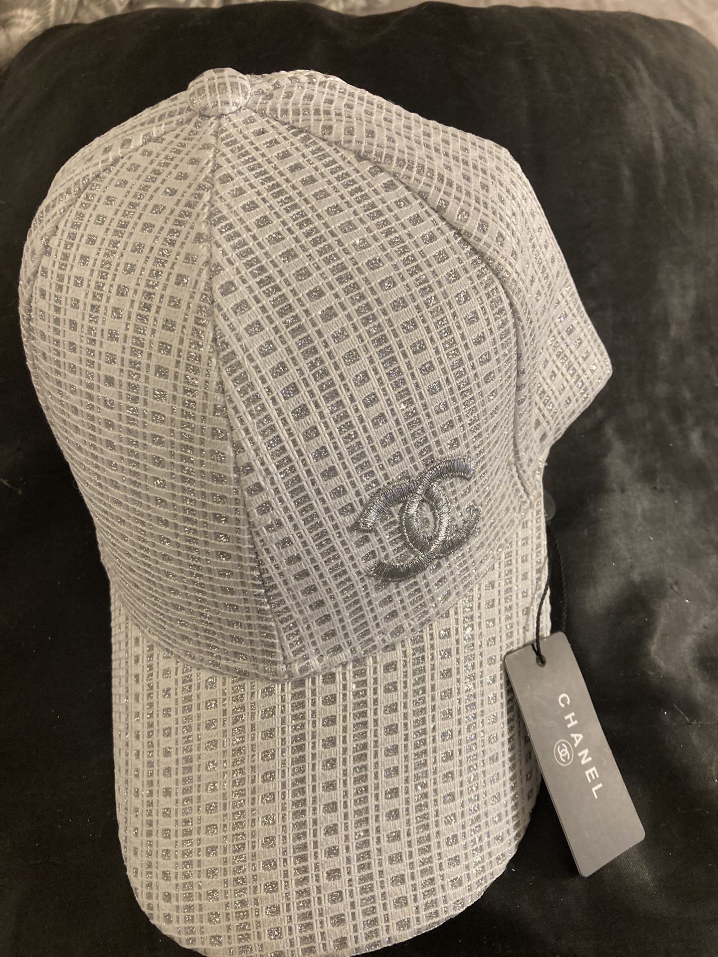 Nwt! Women's Adjustable Chanel Baseball Hat. BagWhite Accented