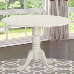 East West Furniture DLT-WHI-T Dublin Modern Kitchen Table - a Round Dining Table Top 42x42 Inch, Linen White