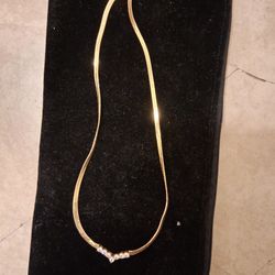 Vintage 18" Gold Plated Choker Chain With Cz Stones