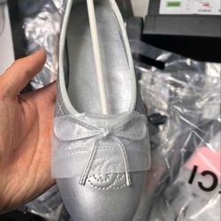 Silver cc ballet flats