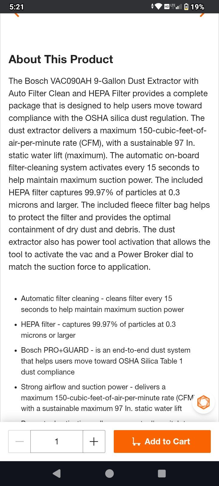 Bosch 9 Gallon Shop Vacuum