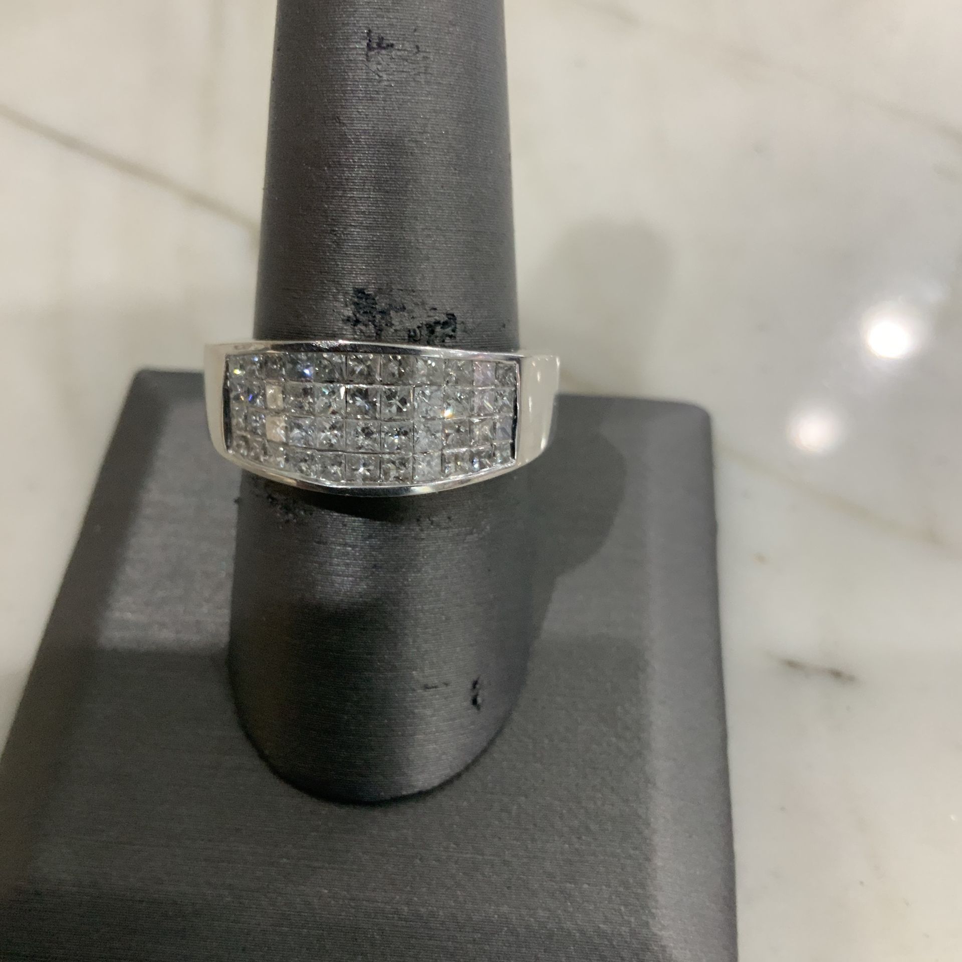 Diamond Ring Over 1.5 Carats Of Genuine Princess Cut Non Lab Created Diamonds 14kt White Gold 