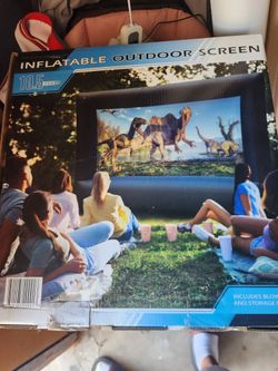 Movie Projector With 10.5 ft Outdoor Screen Both New