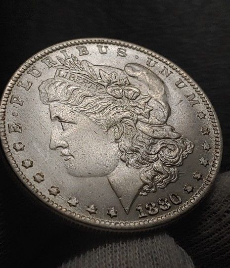 GREAT UNCIRCULETED** HIGH RELIEF & MIRROR EFFECT NOVELTY US (1880s) MORGAN 20.4 GRAMS SILVER PLATED ONE DOLLAR