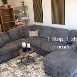XL Sectional Sofa With Pull-out Bed & Storage ✅$659 No Tax
