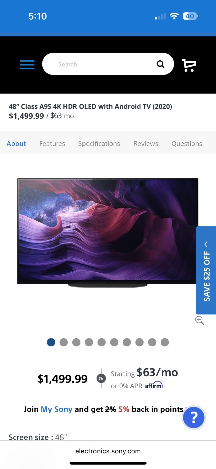 55 Inch Sony TV
