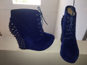 Cobalt Blue Suede Booties Size 8 (Brand New Never Worn)