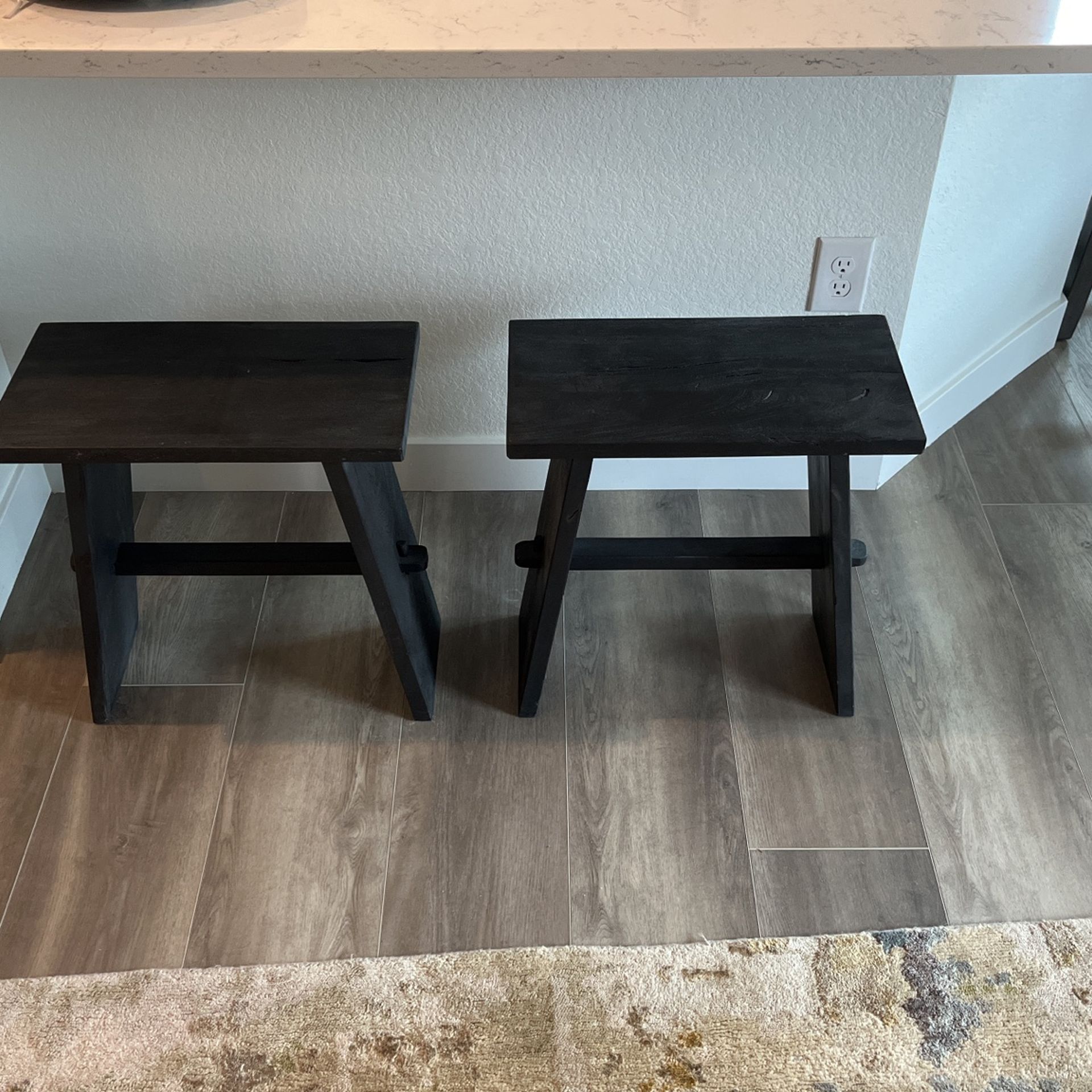 Solid Wood Stool/ End Table Pair
