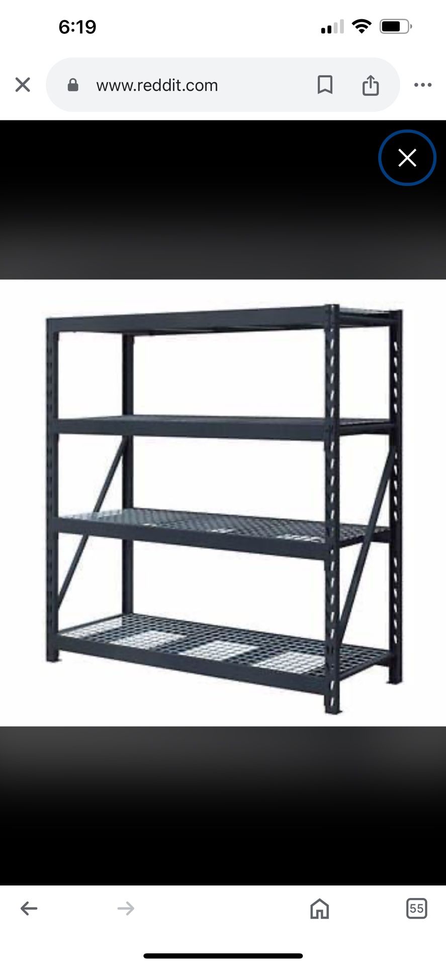 Costco Rack Industrial Shelving, 77" x 24" x 72" for a garage