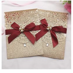 25Pcs Gold Glitter Laser Cut Invitations