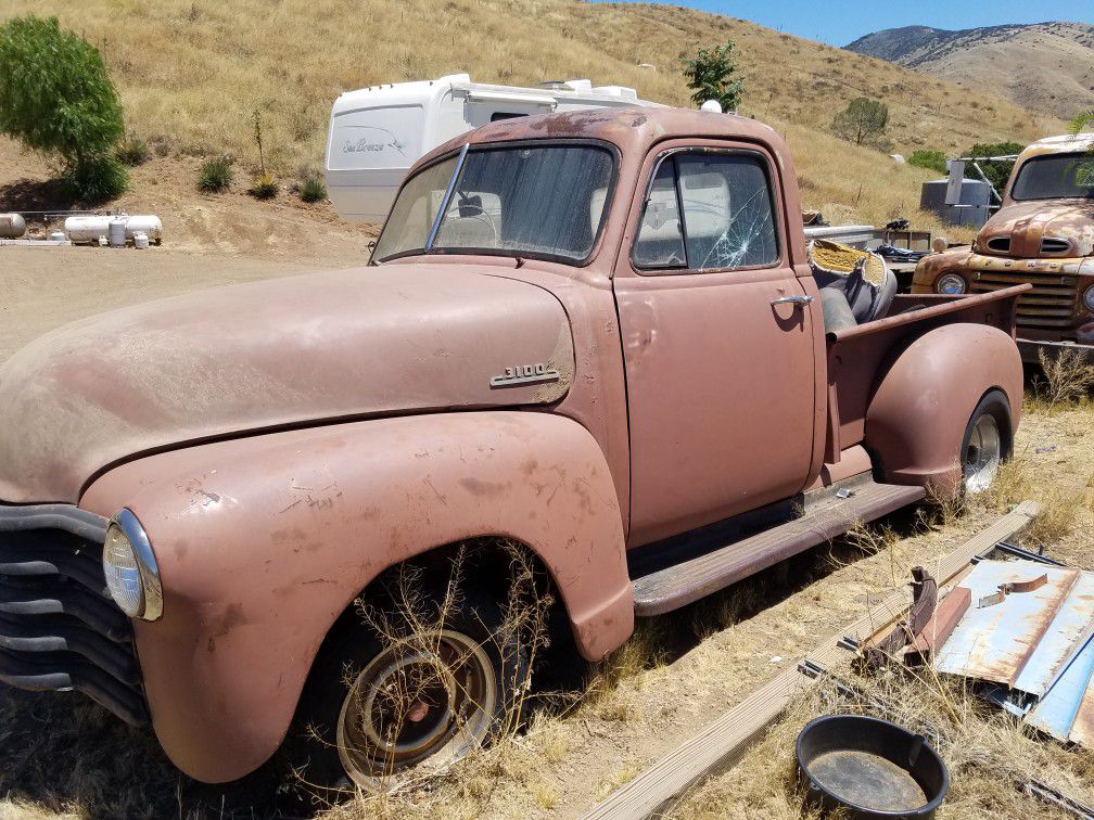 53 Chevy PU street rod project with 4 cyl 4BT cummins and S10 frame sale or trade