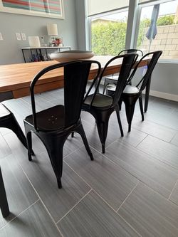 Black Industrial Metal Tolix-Style Dining Chairs Set of 8