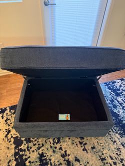 Bob's Furniture Gray Fabric Storage Ottoman