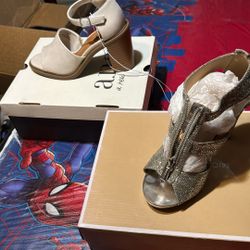 Silver MK Heals And White Wedge Size 6