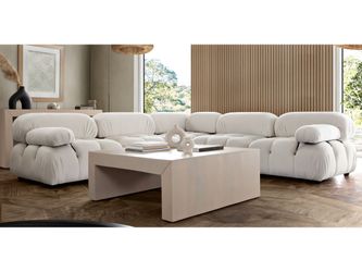 Paloma Light Cream Velvet Modular Sectional  / 5-piece
