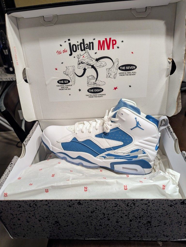 Nike Air Jordan Jumpman MVP Men Size 10.5 Basketball Shoes DZ4475 101 White Blue