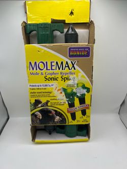 2 Bonide MoleMax Mole & Gopher Repeller Sonic Spike Battery Operated 7500sqft EA