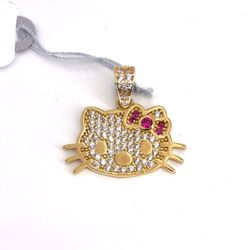 10Kt Yellow Gold CZ Hello Kitty Pendant 1.75g 204554/15