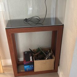 40 Gallon Frameless Aquarium + Wooden Stand + Filter + Heater 