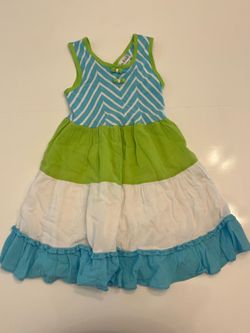 Blue and Green Girls Jona Michelle Dress, Size 5