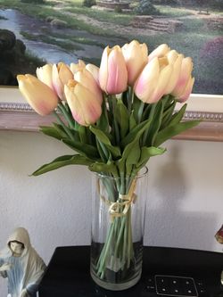 Plastic flowers with vase