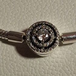 Pandora Authentic Brand New Sterling Silver Halo Clasp 7.5 Inch Bracelet 