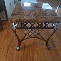 Beautiful Sturdy Faux Marble Granite Coffee End Table With Metal Frame