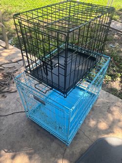 Two Folding Wire Dog Crates