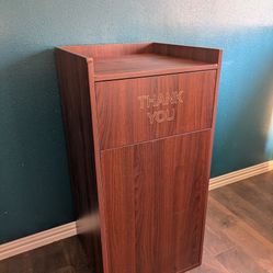 Alpine Restaurant Trash Can Cabinet - Commercial Trash Can 40 Gallon, Garbage Receptacle (Mahogany)