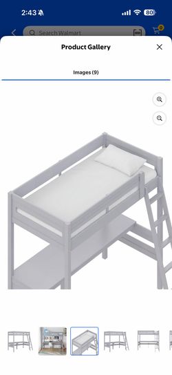 Twin loft bed with desk and ladder